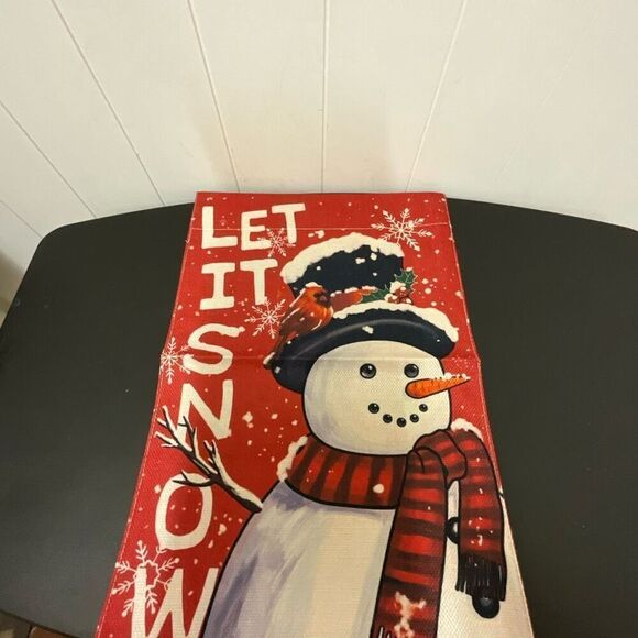 NWOT Double Sided Winter Let it Snow Holiday Flag Decor Christmas Red - Picture 6 of 7